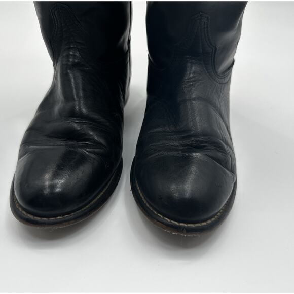 Laredo Women’s Black Leather Western Cowboy Boots Pull On USA Made 9.5 M - Picture 2 of 7